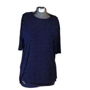Primavera stretchy navy blue t-shirt with white polka dots